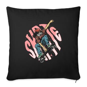 Skate For Life - Throw Pillow Cover 17.5” x 17.5” - black - Front