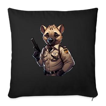 Hyena policeman - Throw Pillow Cover 17.5” x 17.5” - black - Front