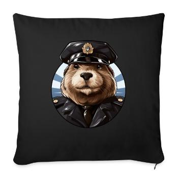 Beaver policeman - Throw Pillow Cover 17.5” x 17.5” - black - Front