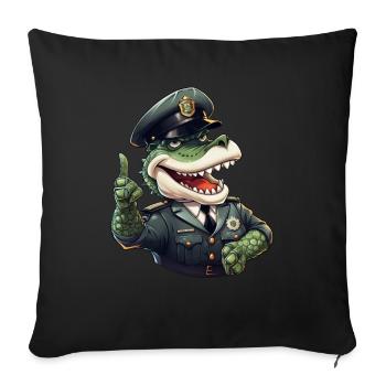 Crocodiles policeman - Throw Pillow Cover 17.5” x 17.5” - black - Front
