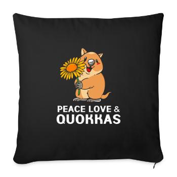 Quokka Peace Love Quokkas - Throw Pillow Cover 17.5” x 17.5” - black - Front