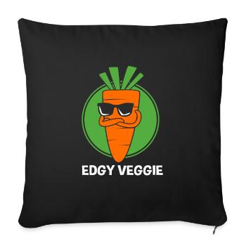 Edgy Veggie Vegan Funny Carrot Joke - Throw Pillow Cover 17.5” x 17.5” - black - Front