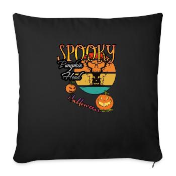 Spooky Pumpkin Head Halloween - Throw Pillow Cover 17.5” x 17.5” - black - Front