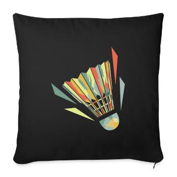 Badminton - Throw Pillow Cover 17.5” x 17.5” - black - Front
