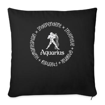 Aquarius Zodiac Sign Independent Original Active - Throw Pillow Cover 17.5” x 17.5” - black - Front