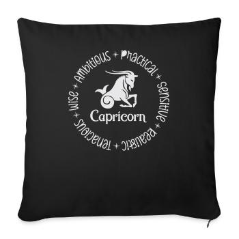 Capricorn Zodiac Sign Independent Original Active - Throw Pillow Cover 17.5” x 17.5” - black - Front