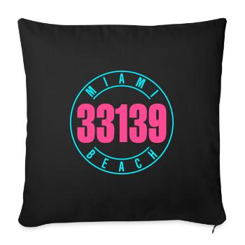 Miami Beach 33139 - Throw Pillow Cover 17.5” x 17.5” - black - Front