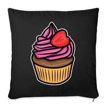 Cake Drawing - Throw Pillow Cover 17.5” x 17.5” - black - Front