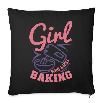 Baking Girl - Throw Pillow Cover 17.5” x 17.5” - black - Front