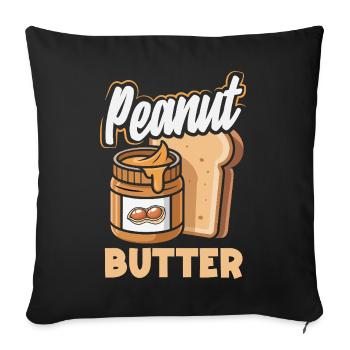 Cute Peanut Butter and Jelly Matching Friend - Throw Pillow Cover 17.5” x 17.5” - black - Front