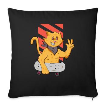 Skate To Cat - Throw Pillow Cover 17.5” x 17.5” - black - Front