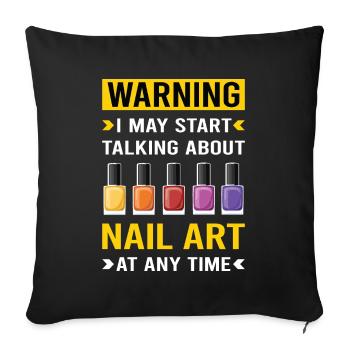 Nail Art Nails Tech Manicure Manicurist Pedicurist - Throw Pillow Cover 17.5” x 17.5” - black - Front