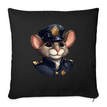 Mice policeman - Throw Pillow Cover 17.5” x 17.5” - black - Front