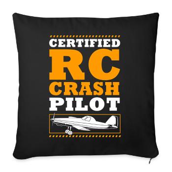 RC Plane Pilot Model Airplane - Throw Pillow Cover 17.5” x 17.5” - black - Front
