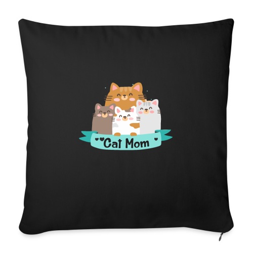Cat MOM, Cat Mother, Cat Mum, Mother's Day - Throw Pillow Cover 17.5” x 17.5”