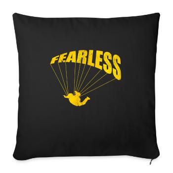 Fearless | Cool Parachuter Silhouette Typography - Throw Pillow Cover 17.5” x 17.5” - black - Front