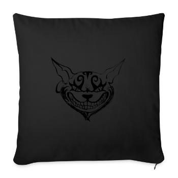 Cheshire cat creepy little animal black - Throw Pillow Cover 17.5” x 17.5” - black - Front