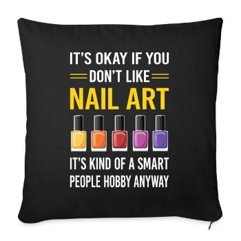 Nail Art Nails Tech Manicure Manicurist Pedicurist - Throw Pillow Cover 17.5” x 17.5” - black - Front