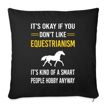 Equestrianism Horse Horseback Riding Rider - Throw Pillow Cover 17.5” x 17.5” - black - Front