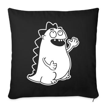 Waving Dino Kawaii - Throw Pillow Cover 17.5” x 17.5” - black - Front