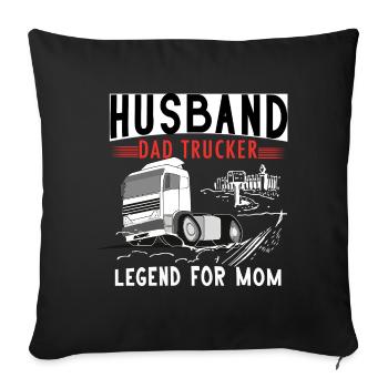 Mari papa camionneur légende pour maman - Throw Pillow Cover 17.5” x 17.5” - black - Front