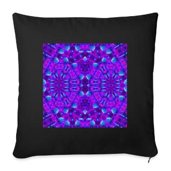 Blue Shroomz Psychedelic - Throw Pillow Cover 17.5” x 17.5” - black - Front