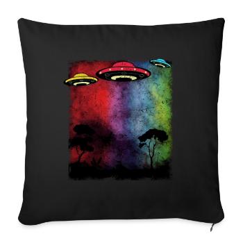 UFOs - Throw Pillow Cover 17.5” x 17.5” - black - Front