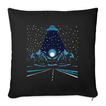 UFO Aliens - Throw Pillow Cover 17.5” x 17.5” - black - Front