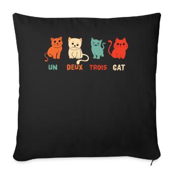 Un Deux Trois Cat - Throw Pillow Cover 17.5” x 17.5” - black - Front