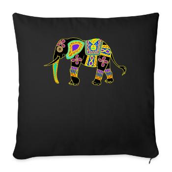 Elephant Colorful Elephant - Throw Pillow Cover 17.5” x 17.5” - black - Front