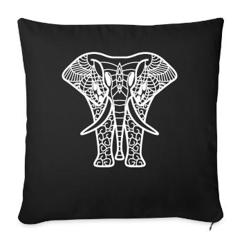 Elephant With Tribal Elephants - Throw Pillow Cover 17.5” x 17.5” - black - Front