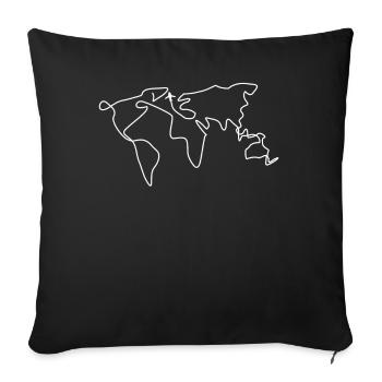 World Maps World Tour World Map World Ball - Throw Pillow Cover 17.5” x 17.5” - black - Front
