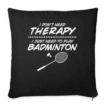 Badminton Racket Badminton - Throw Pillow Cover 17.5” x 17.5” - black - Front