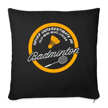 Badminton Player Badminton - Throw Pillow Cover 17.5” x 17.5” - black - Front