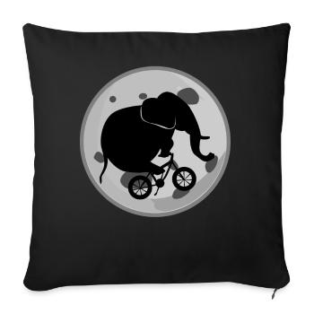 Elephant on a Bike Elephants - Throw Pillow Cover 17.5” x 17.5” - black - Front