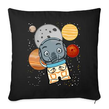 Elephant in Space Astronomy Elephants - Throw Pillow Cover 17.5” x 17.5” - black - Front