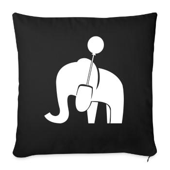 Elephant with Balloon Elephants - Throw Pillow Cover 17.5” x 17.5” - black - Front