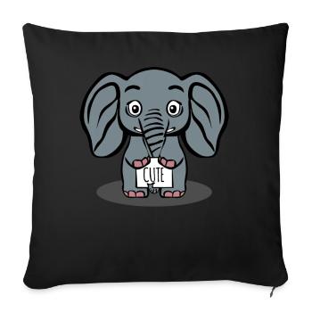 Elephant Cute Elephants - Throw Pillow Cover 17.5” x 17.5” - black - Front