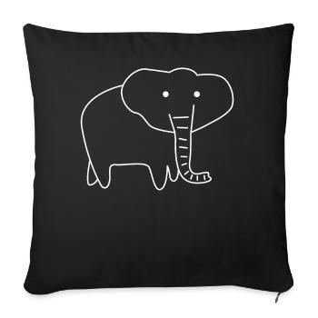Elephant - Throw Pillow Cover 17.5” x 17.5” - black - Front