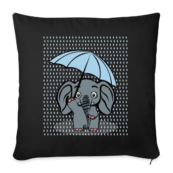 Elephant in rain Elephants - Throw Pillow Cover 17.5” x 17.5” - black - Front