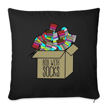 Winter Socks Sock Wool Socks in a Box - Throw Pillow Cover 17.5” x 17.5” - black - Front
