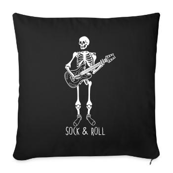 Winter Socks Guitar Skeleton Wool Socks - Throw Pillow Cover 17.5” x 17.5” - black - Front