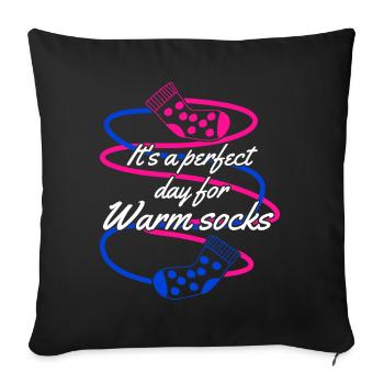 Warm Winter Socks Sock Wool Socks - Throw Pillow Cover 17.5” x 17.5” - black - Front