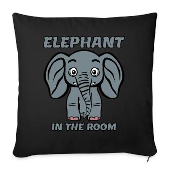 Elephants Funny Elephant - Throw Pillow Cover 17.5” x 17.5” - black - Front