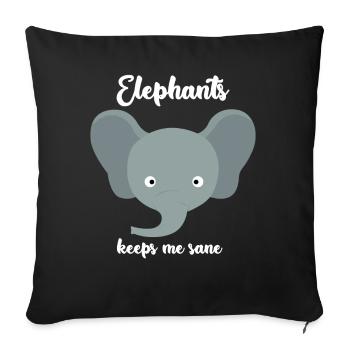 Elephants Cute Elephant - Throw Pillow Cover 17.5” x 17.5” - black - Front