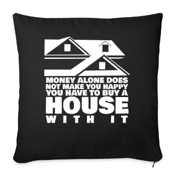 House Building Home Owner Housewarming - Throw Pillow Cover 17.5” x 17.5” - black - Front