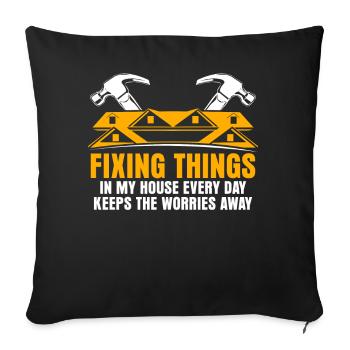 Home Owner Housewarming House Building - Throw Pillow Cover 17.5” x 17.5” - black - Front