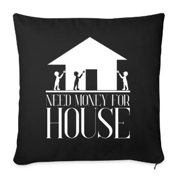 Home Owner Housewarming House Building - Throw Pillow Cover 17.5” x 17.5” - black - Front