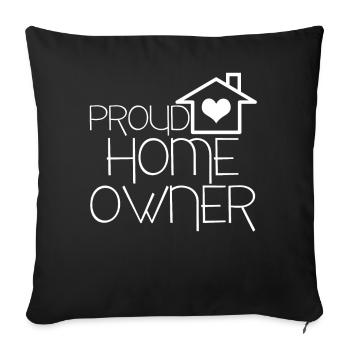 Housewarming House Building Homeowner - Throw Pillow Cover 17.5” x 17.5” - black - Front