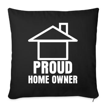House Building Homeowner Housewarming - Throw Pillow Cover 17.5” x 17.5” - black - Front